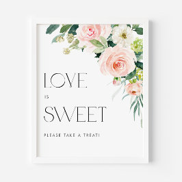 Póster Acuarela Jardín Flores Boda El amor es dulce