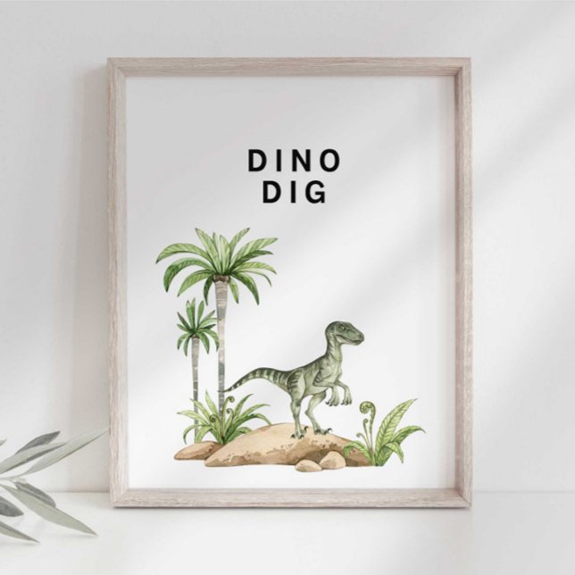Póster Acuarela Jurásica Dinosaurio Dino Dig Rótulo (Subido por el creador)