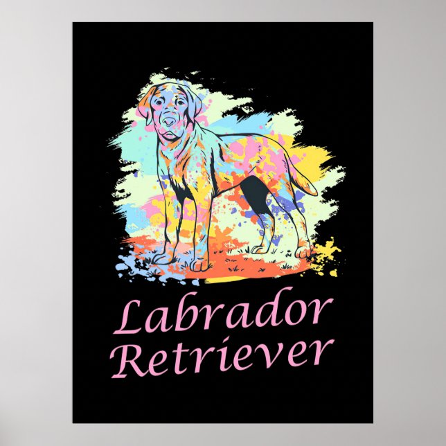 Póster Acuarela Labrador Recuperador (Frente)