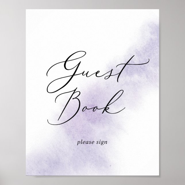Póster Acuarela Lavanda | Letrero de Libro de Invitados P (Frente)