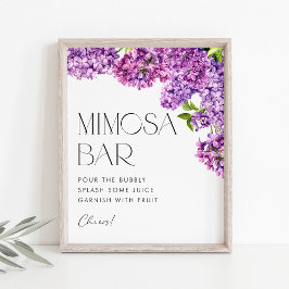 Póster Acuarela Lilac Flores Bridal Shower Mimosa Bar