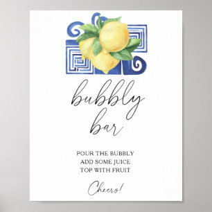 Póster Acuarela limón cítrico moderno - bar burbujeante