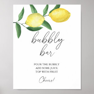Póster Acuarela limón cítrico moderno - bar burbujeante