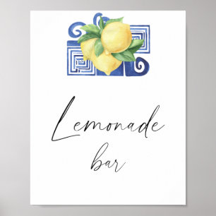 Póster Acuarela limón cítrico moderno - barra de limonada