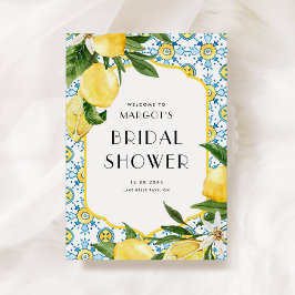 Póster Acuarela Limones y Azulejos Marroquíes para Desayu