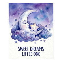 Acuarela Luna y Estrella Dulces Sueños Pequeñito