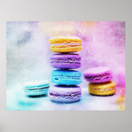 Póster Acuarela Macaroon Macaron Bakery Cake Poster