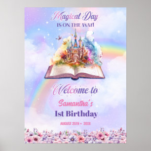 Póster Acuarela Magia Unicornio Pastel Aniversario del Ar