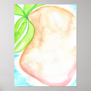 Póster Acuarela Mango Pintado a Mano Cocina Tropical