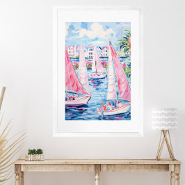 Póster Acuarela Marinera Rosa Costa Tropical