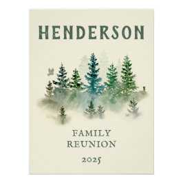 Póster Acuarela Misty Wood Retro Rustic