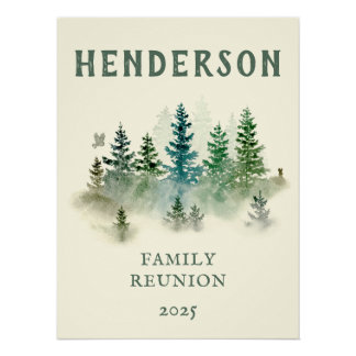 Póster Acuarela Misty Wood Retro Rustic