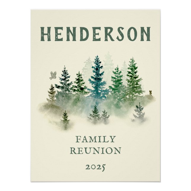 Póster Acuarela Misty Wood Retro Rustic (Anverso)