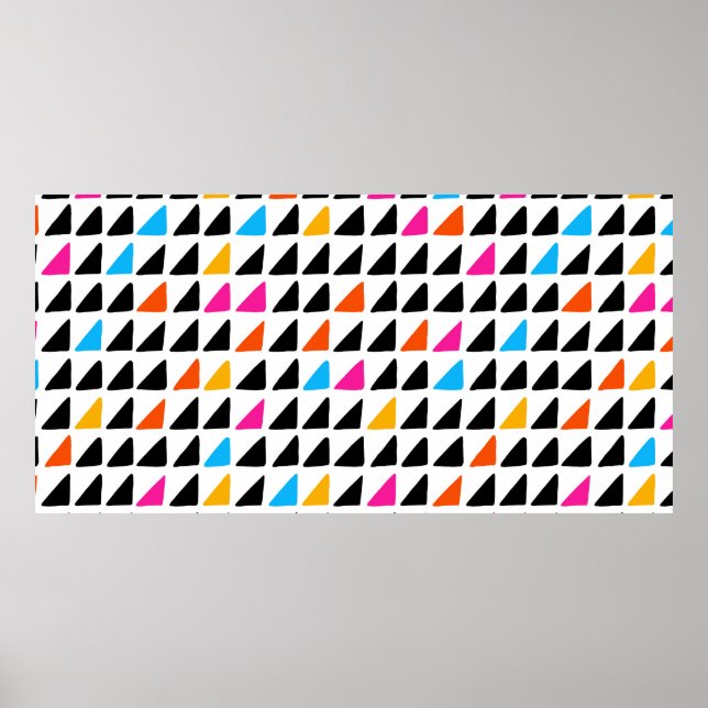 Póster Acuarela moderna con triángulos azules. Mar (Frente)