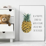Póster Acuarela moderna piña y cita graciosa positiva<br><div class="desc">Acuarela moderna piña y cita graciosa positiva</div>