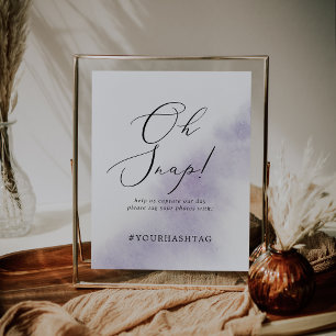 Póster Acuarela morado Oh Boda de ajuste Rótulo de etique