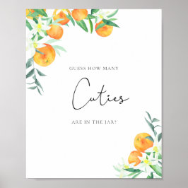 Póster Acuarela naranjas pequeños, adivinen cuántos cuent