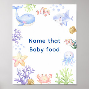 Póster Acuarela náutica - Nombra esa comida para bebés