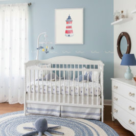 Póster Acuarela Nautical Ocean Lighthouse Nursery Decorac