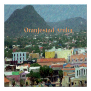 Póster Acuarela Oranjestad, Aruba