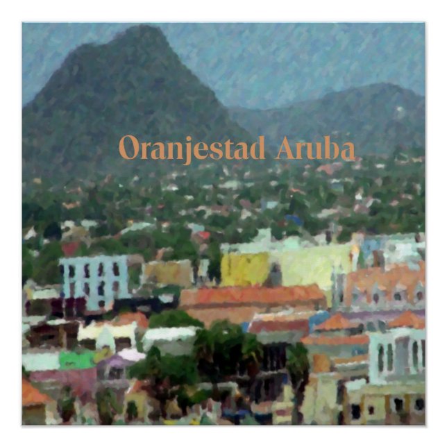 Póster Acuarela Oranjestad, Aruba (Anverso)