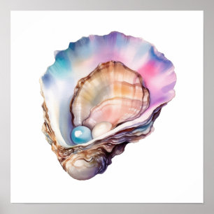 Póster Acuarela Ostra