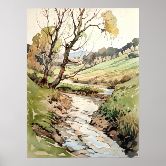 Póster Acuarela paisajística del país (Frente)