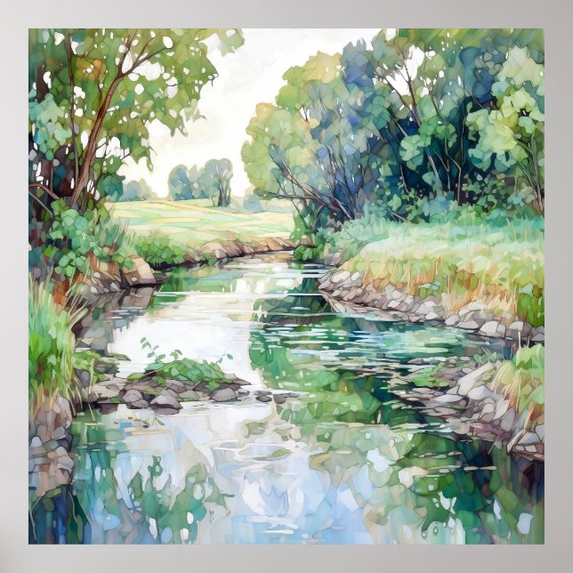 Póster Acuarela paisajística del país (Frente)