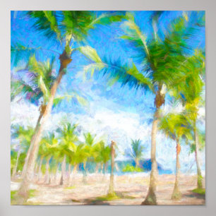 Póster Acuarela Palm Trepical