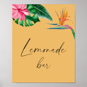 Póster Acuarela palmeras tropicales - barra de limonada