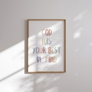Póster acuarela pastel Dios tiene lo mejor de ti en mente
