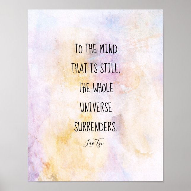 Póster acuarela pastel inspiradora frase zen Lao Tzu (Frente)