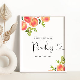 Póster Acuarela pequeño melocotón adivina cuántos melocot