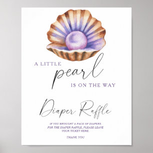 Póster acuarela perla ducha bebé Diaper raffle