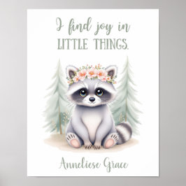 Póster Acuarela personalizado Raccoon Lechuga de animales