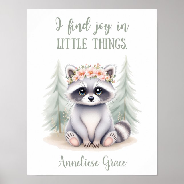 Póster Acuarela personalizado Raccoon Lechuga de animales (Frente)