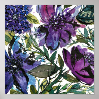 Póster acuarela pintada a mano Diseño floral