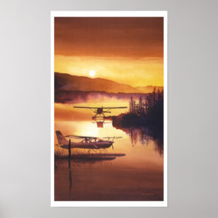 Póster "Acuarela plana del flotador del puerto del cielo"