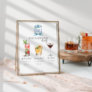 Póster Acuarela   Poster de bebidas con firma para novias