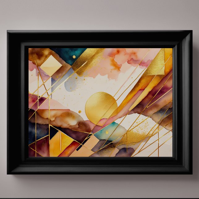 Póster Acuarela Resumen de pintura geométrica Gold 4:3 (Subido por el creador)