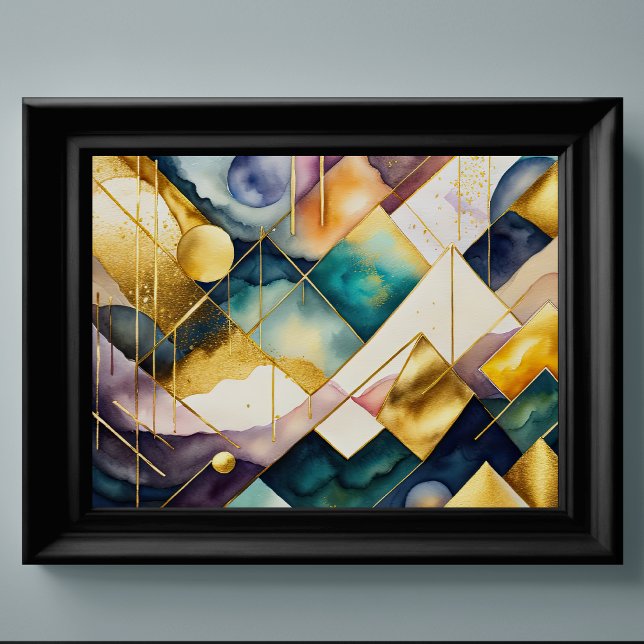 Póster Acuarela Resumen de pintura geométrica Gold 4:3 (Subido por el creador)