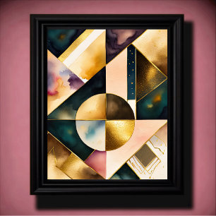 Póster Acuarela Resumen de pintura geométrica Gold 4:5