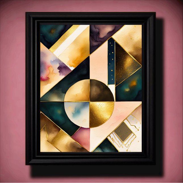 Póster Acuarela Resumen de pintura geométrica Gold 4:5 (Subido por el creador)