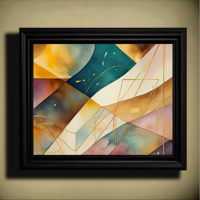 Póster Acuarela Resumen de pintura geométrica Gold 5:4 (Subido por el creador)