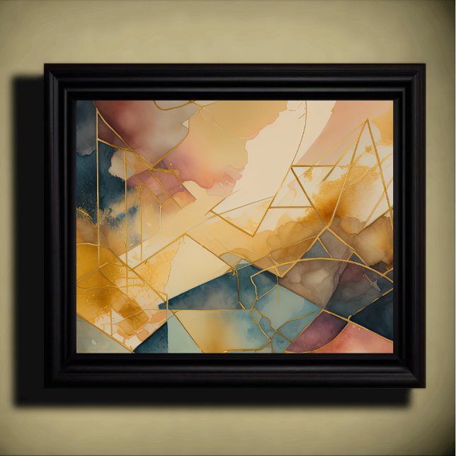 Póster Acuarela Resumen de pintura geométrica Gold 5:4 (Subido por el creador)