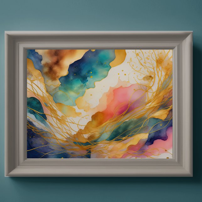 Póster Acuarela Resumen Pintura Orgánica Oro 4:3 (Subido por el creador)