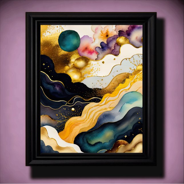 Póster Acuarela Resumen Pintura Orgánica Oro 4:5 (Subido por el creador)