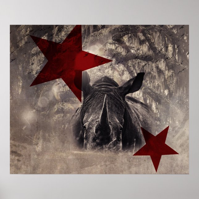 Póster acuarela rinoceronte poster (Frente)