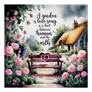Póster Acuarela Romántica de Cotización de Jardín