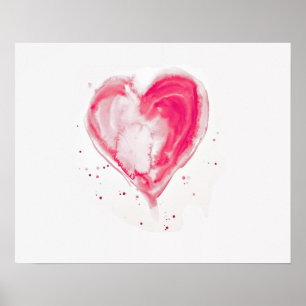 Póster Acuarela rosa del corazón